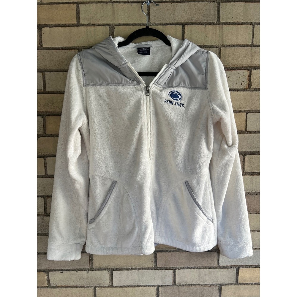Penn State White Fleece Zip Up Jacket Hooded Size XS Charles River Apparel